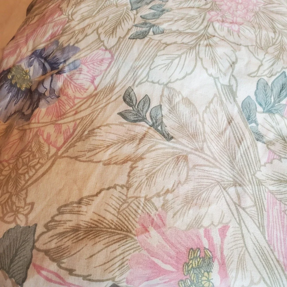 Vintage Cannon King Fitted Sheet Pink Purple Floral Botanical Cotton Blend USA